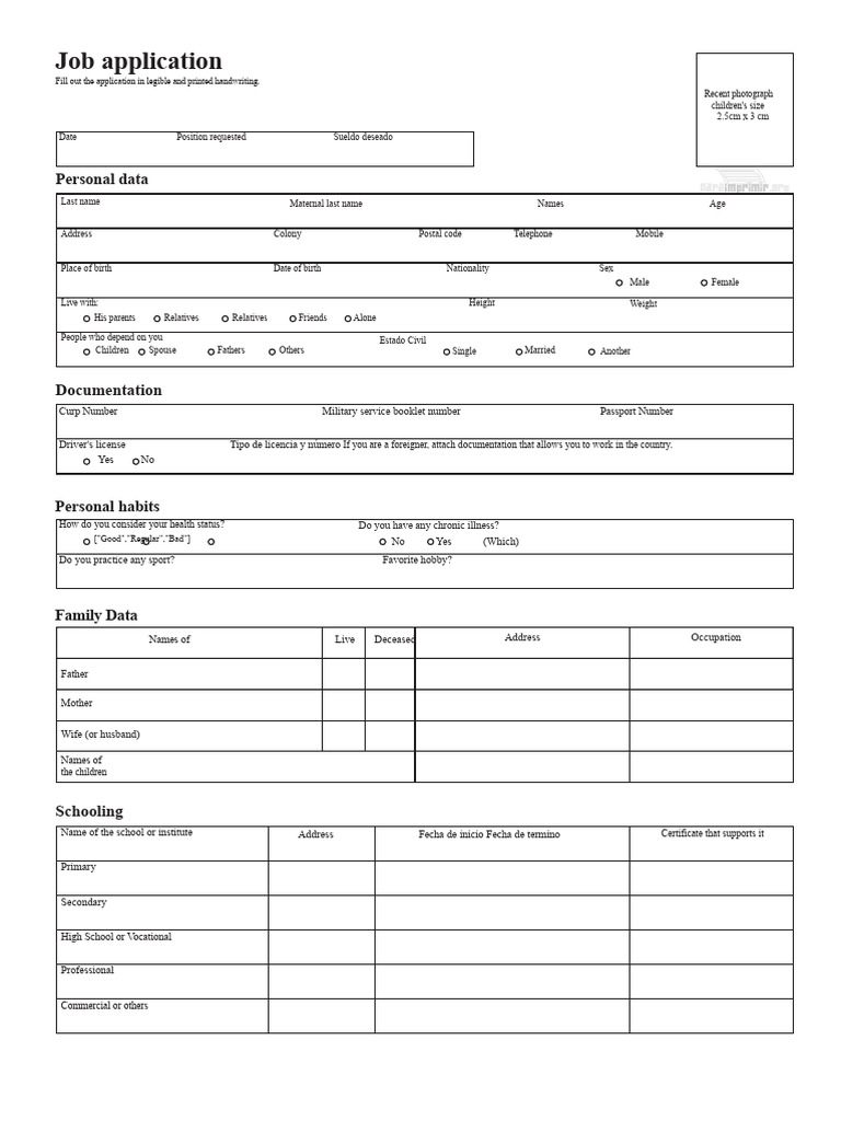 Job Application To Print | PDF