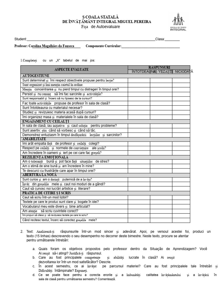 AUTOEVALUARE | PDF