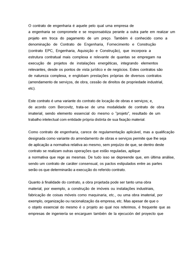 O Contrato de Engenharia | PDF | Engenharia | Business