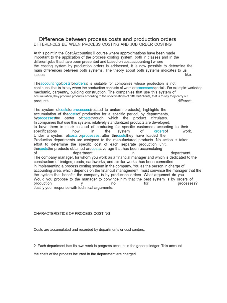 Process vs. Job Order Costing Explained | PDF | Inventory | Economies