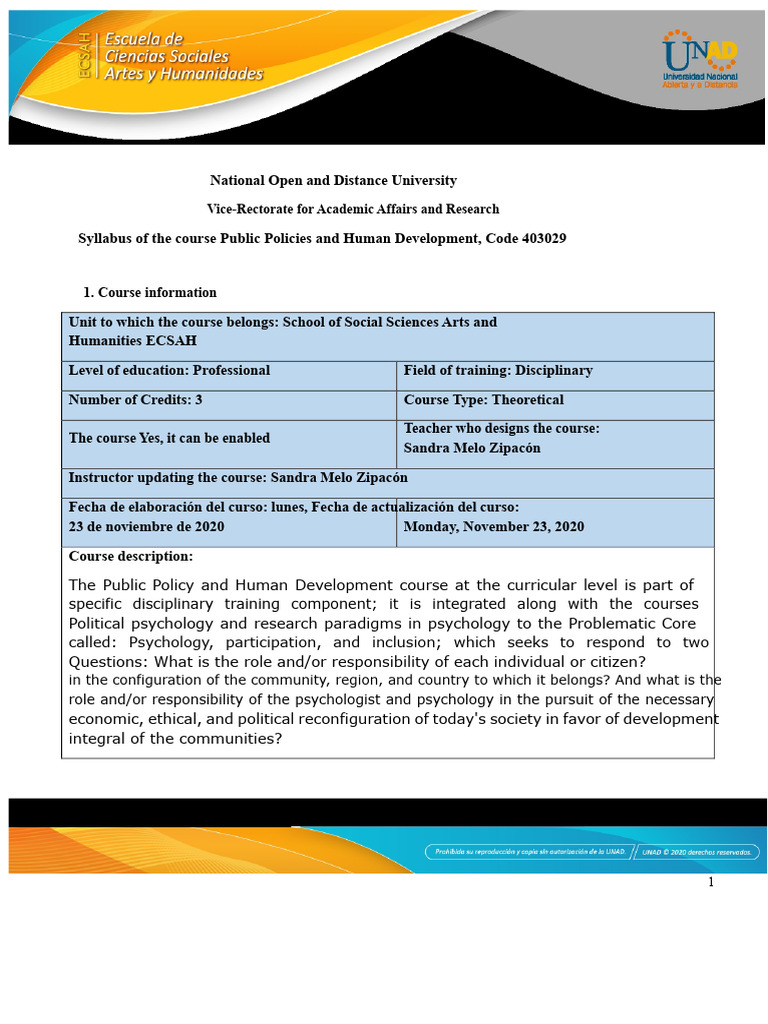 Syllabus of the course Public Policies and Human Development | PDF ...