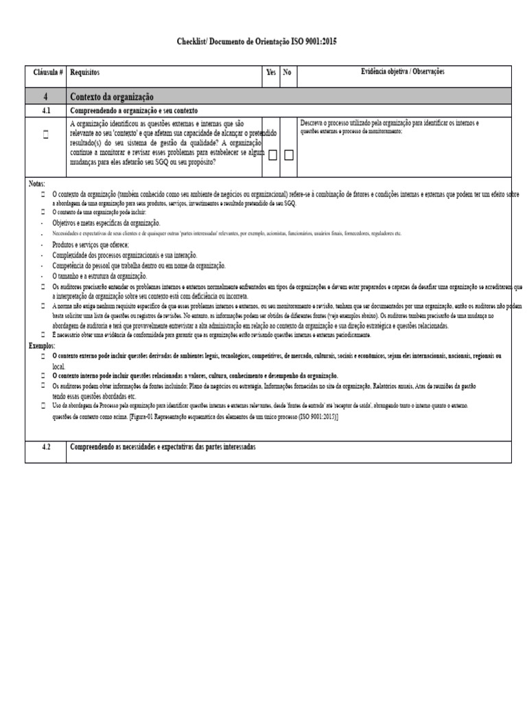 Checklist ISO 9001:2015 - Requisitos e Processos | PDF | Gestão de ...