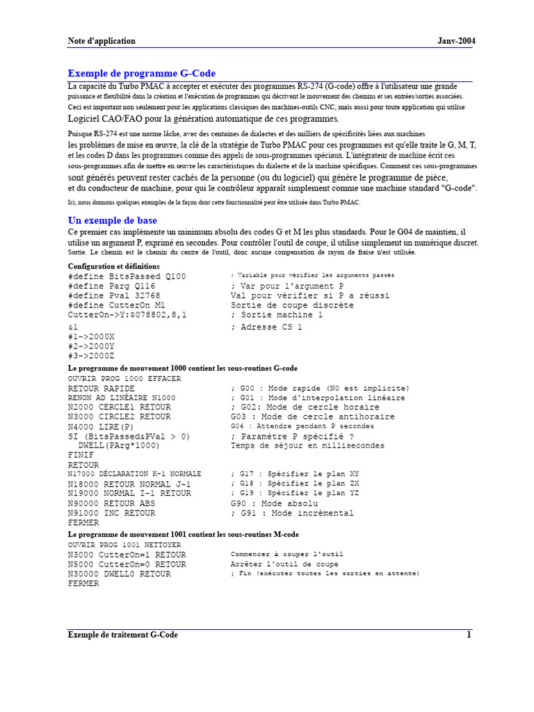 Exemples de programmes G-Code Turbo PMAC | PDF | Programme informatique ...