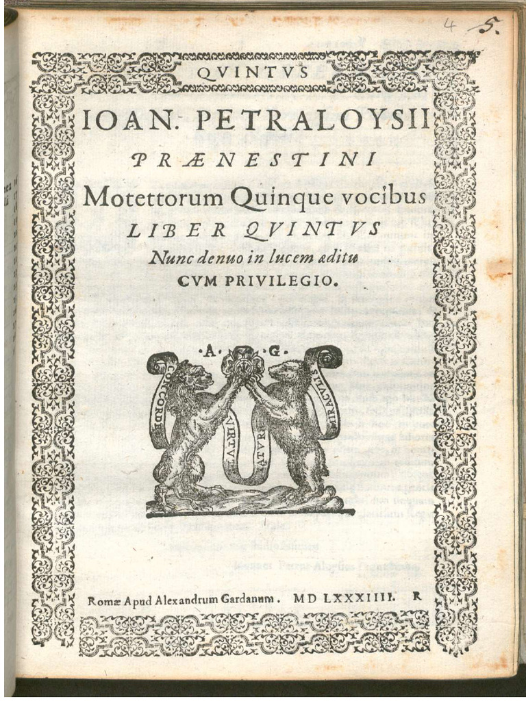 Palestrina Liber Quintus Quintus | PDF