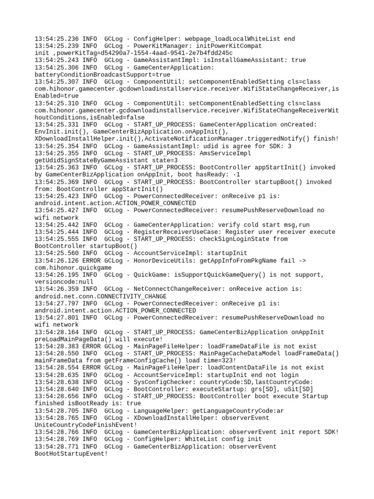 GameCenter Application Startup Logs | PDF | Software | Internet