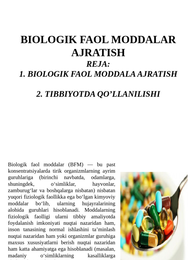 Biologik Faol Moddalar Ajratish | PDF