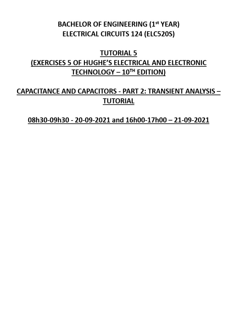 Capacitance and Capacitors - Part 2 Transient Analysis - Memo 08h30 ...