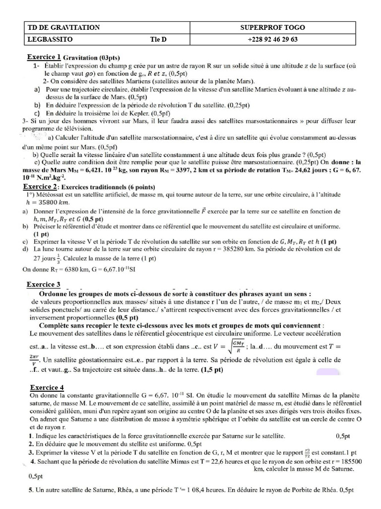 Epreuve de Sciences Physiques | PDF