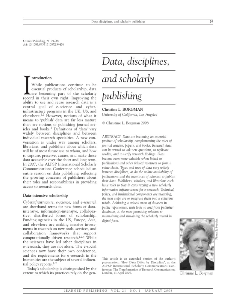 BORGMAN 2008 Learned Publishing | PDF | Data | Open Access