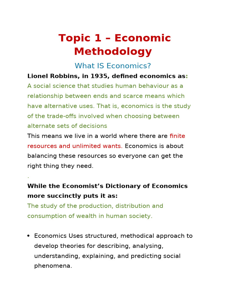 Understanding Economic Methodology | PDF | Economics | Market (Economics)