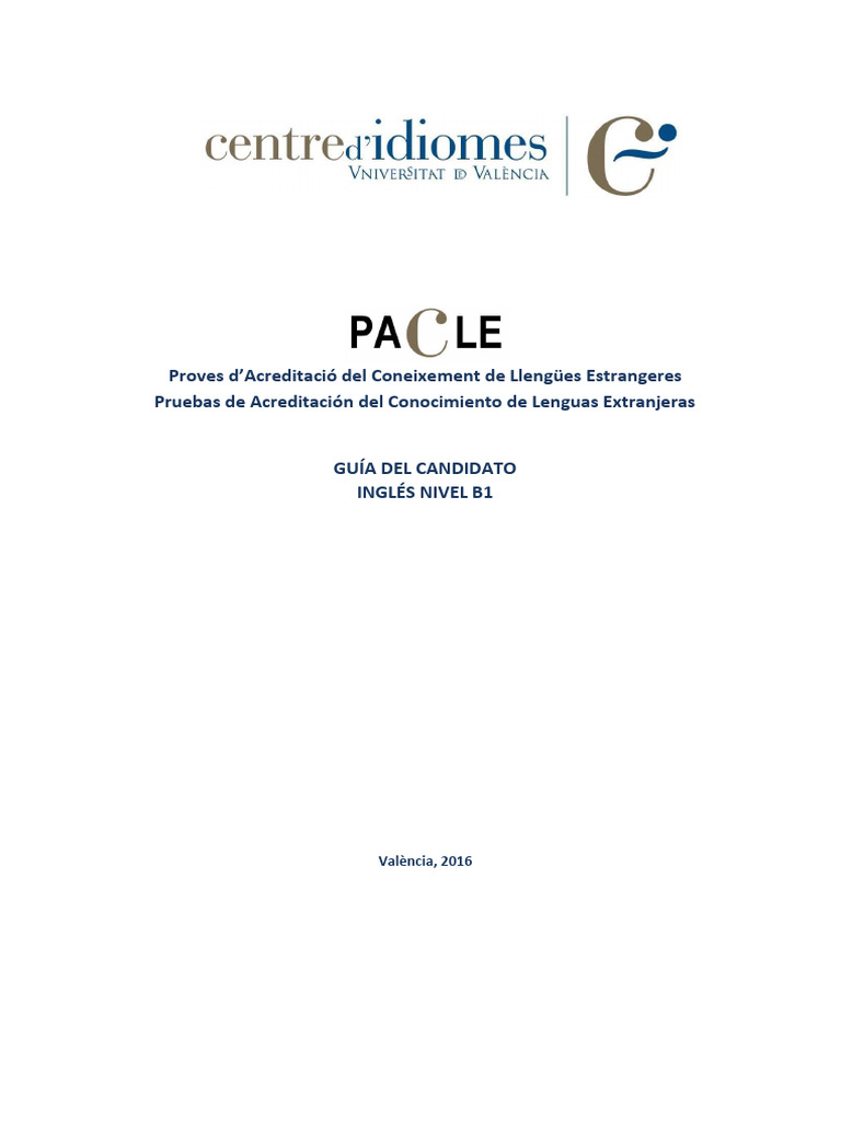 Guía de Pruebas de Inglés B1 PACLE | PDF | Léxico | Comunicación