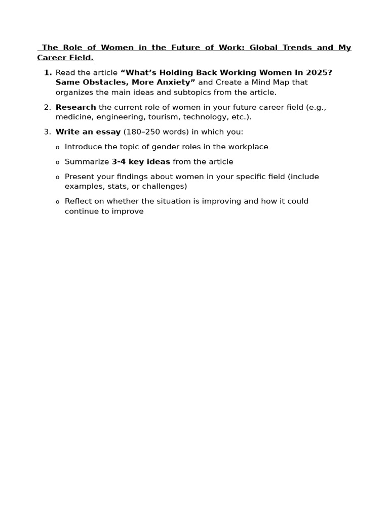 ESP The Role of Women in The Future of Work | PDF