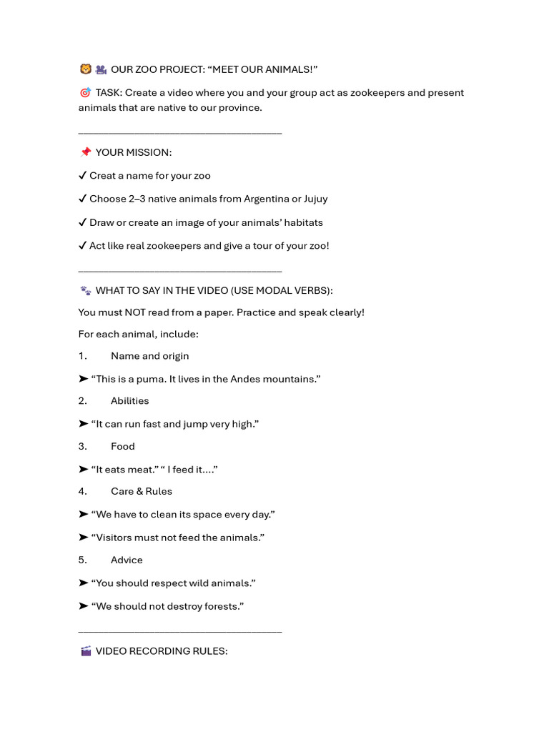 Project Our Zoo Project | PDF