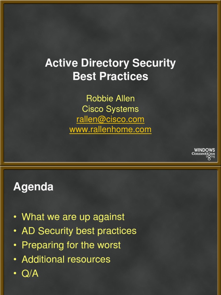 RAllen AD Security Best Practices | PDF | Active Directory | Computer ...