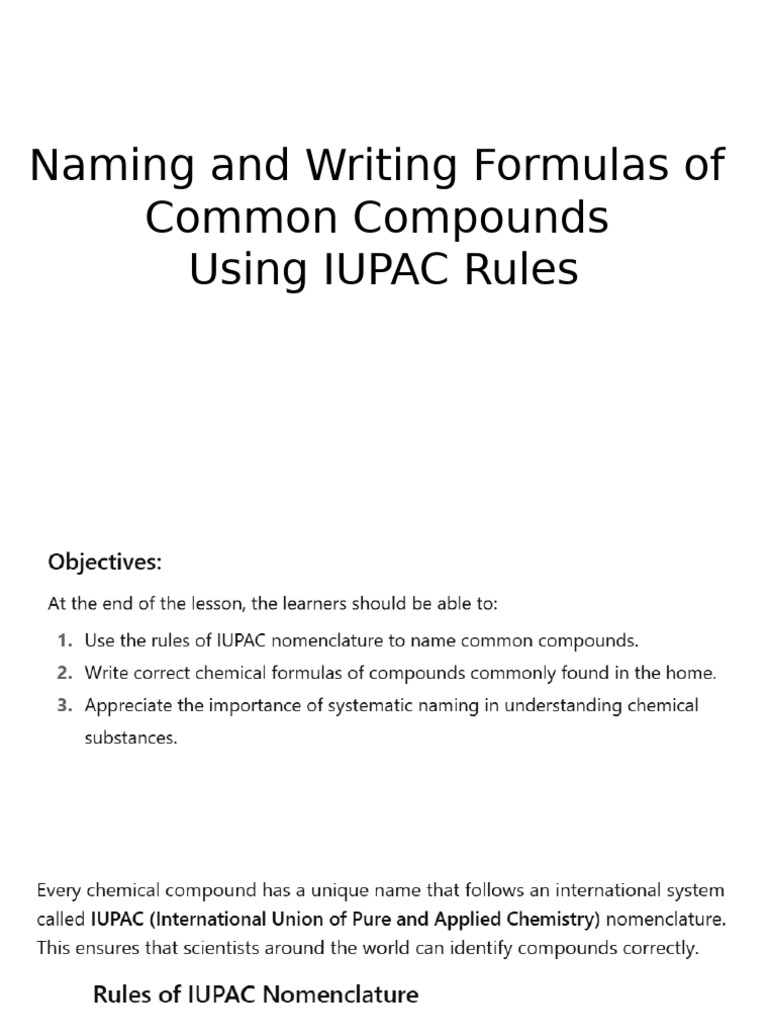Naming of Compounds | PDF