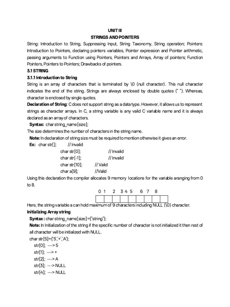 Strings and Pointers in C Programming | PDF | Pointer (Computer ...