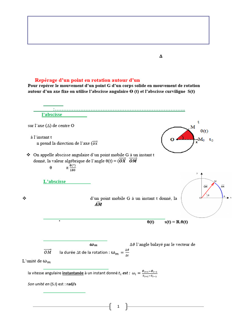 Mouvement de rotation d'un corps solide | PDF | Mouvement de rotation ...