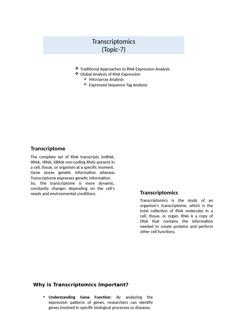 Transcriptomics (Trisha) | PDF | Complementary Dna | Dna Microarray