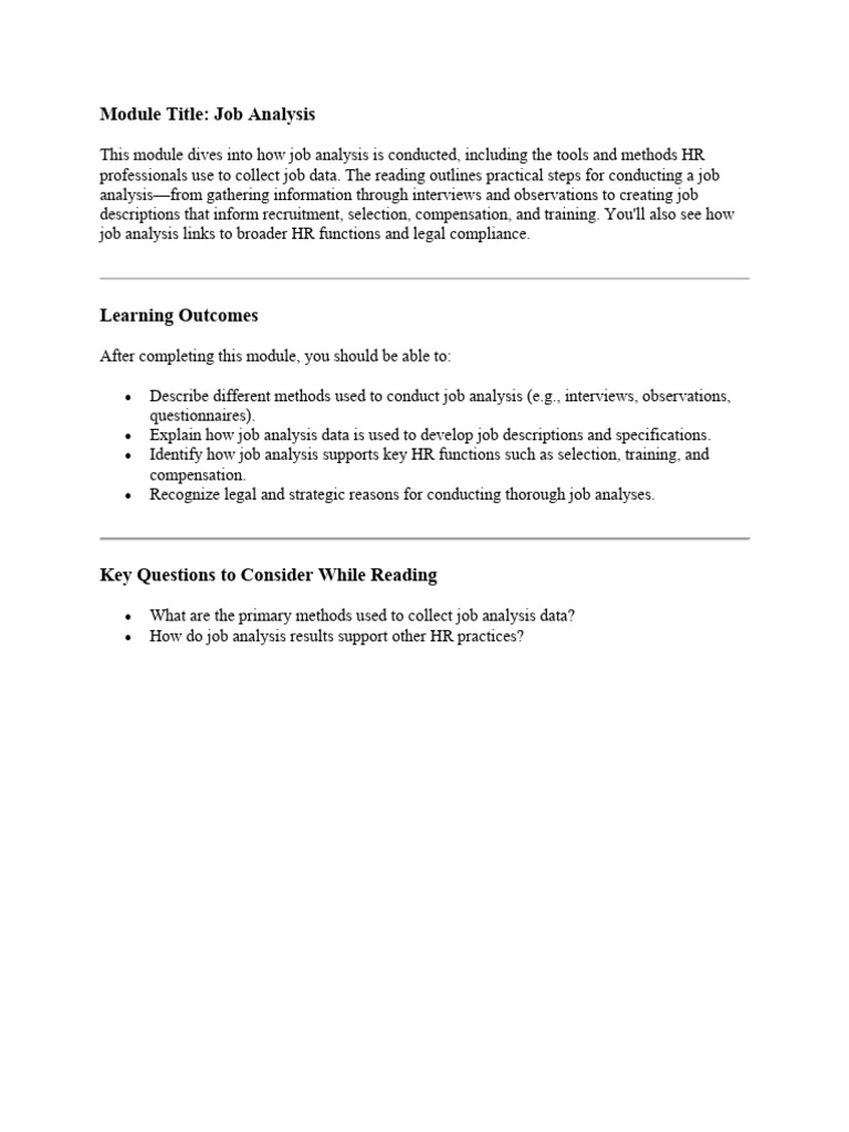 Job Analysis | PDF