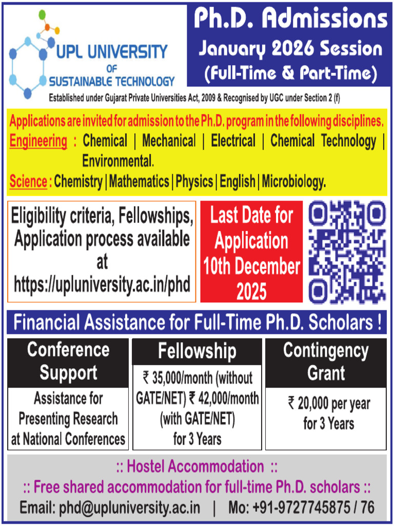 Admission Notice For PHD January 2026 | PDF