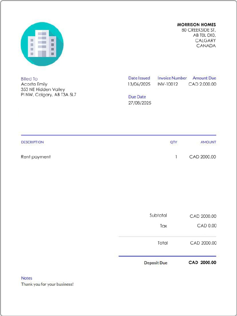 Emily Rent Bill | PDF