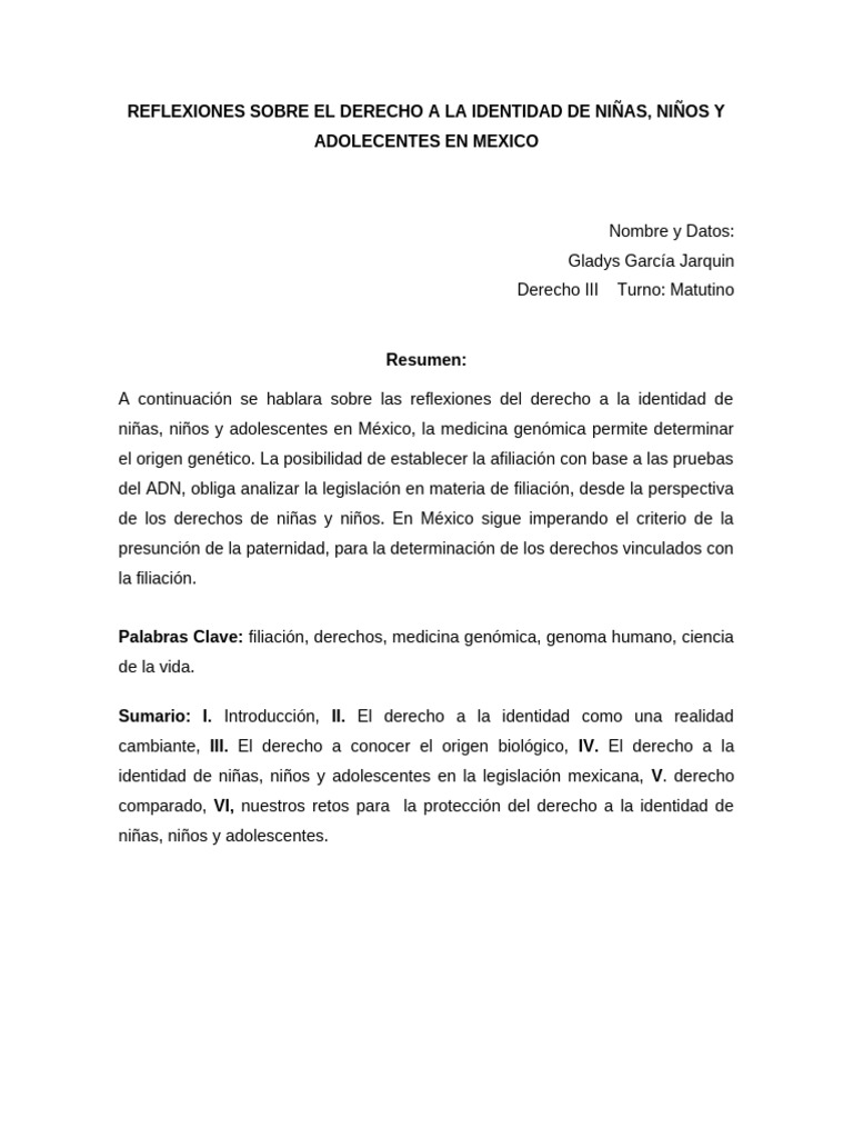 Derecho a la Identidad Infantil en México | PDF | Padre | Parentesco
