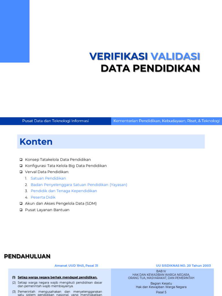 Verifikasi Validasi Data Induk Pendidikan | PDF