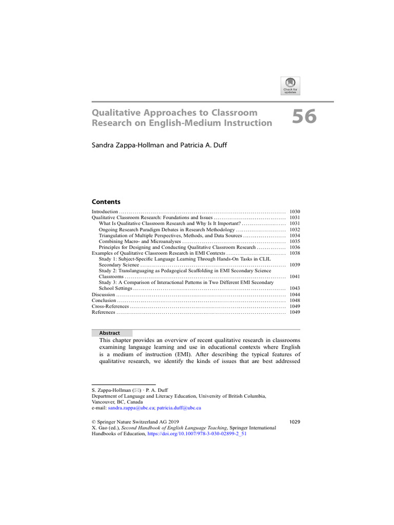 Qualitative Research in EMI Classrooms | PDF | Qualitative Research ...