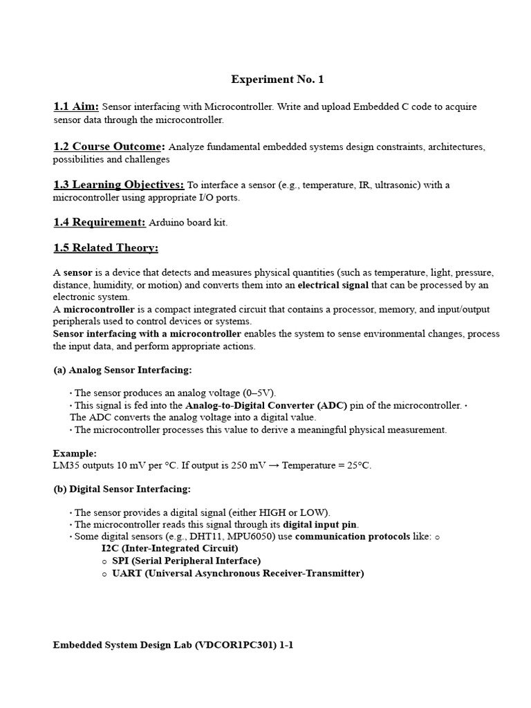 Sensor Interfacing with Microcontroller | PDF | Microcontroller | Sensor