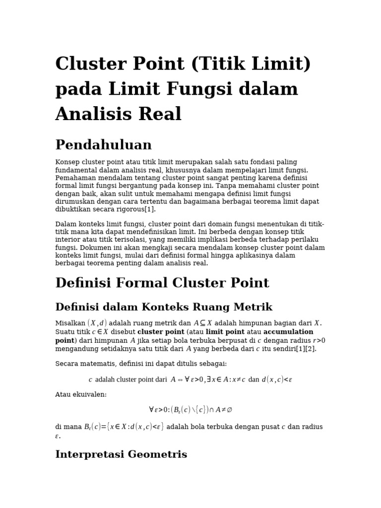 Cluster Point dalam Limit Fungsi Analisis | PDF