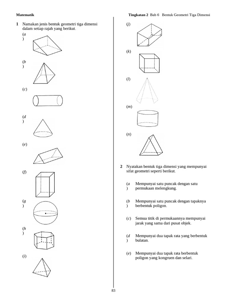 Bentuk Geometri Tiga Dimensi | PDF
