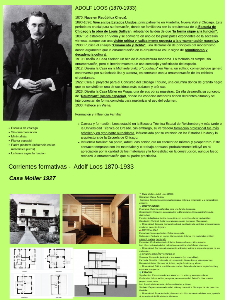 Adolf Loos: Pionero del Minimalismo Arquitectónico | PDF | Diseño ...