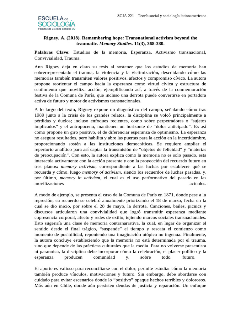 Ann Rigley - Ficha de Lectura. 30.09.25 (Valentina Penna) | PDF