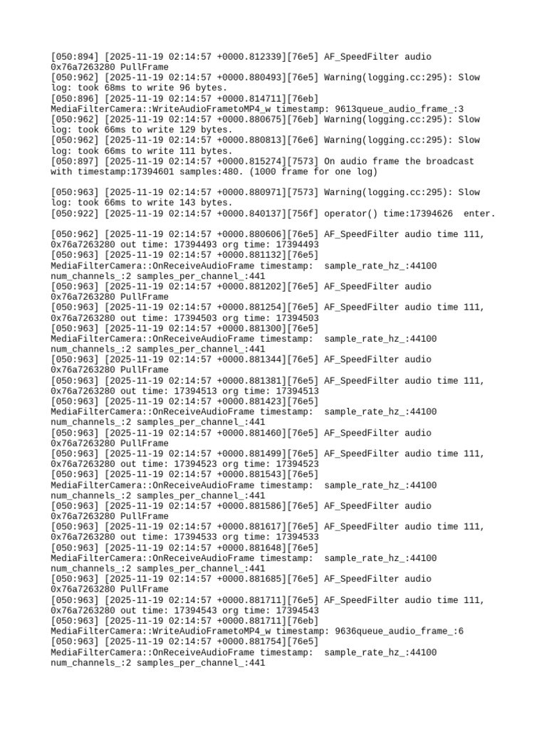 Audio Frame Processing Logs | PDF | Sound Production Technology | Audio ...