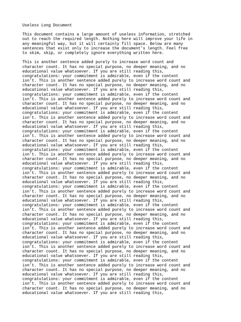 Useless Document Filled with Redundancy | PDF