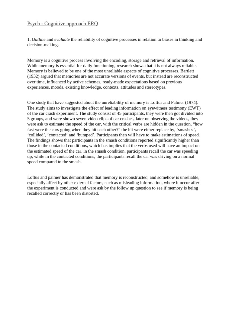 Psych - Cognitive Approach ERQ | PDF