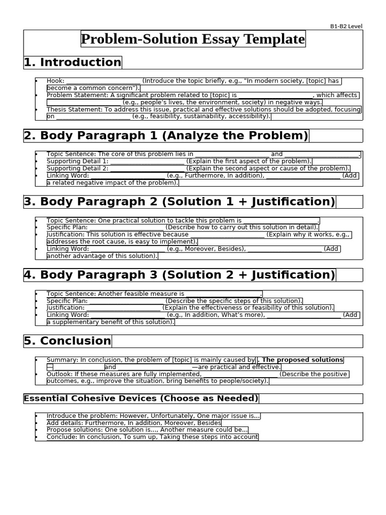 Problem-Solution Essay Template Guide | PDF | Essays