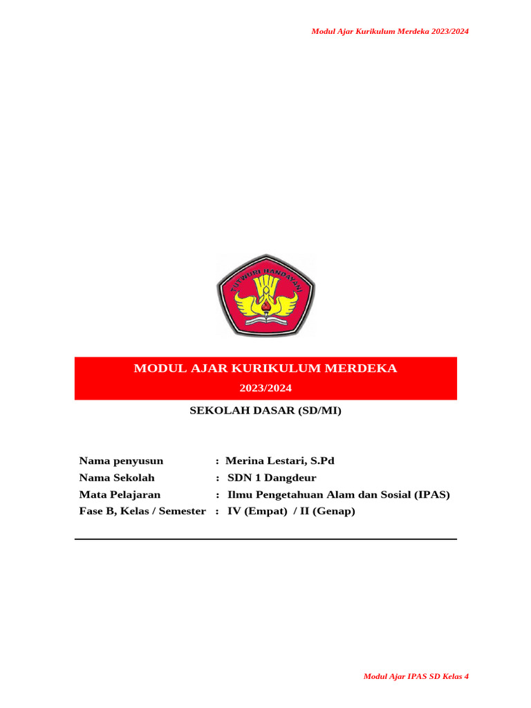 Modul Ajar IPAS Kelas 4 Kurikulum Merdeka | PDF