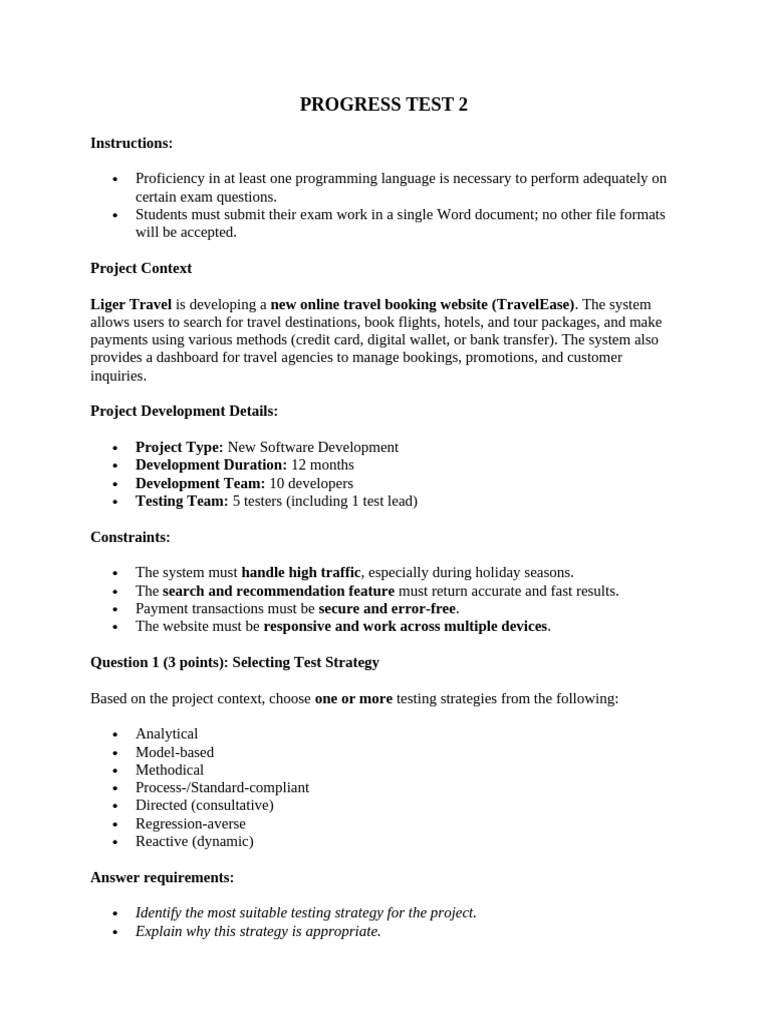 Progress Test 2 | PDF | Software Development | Software Engineering