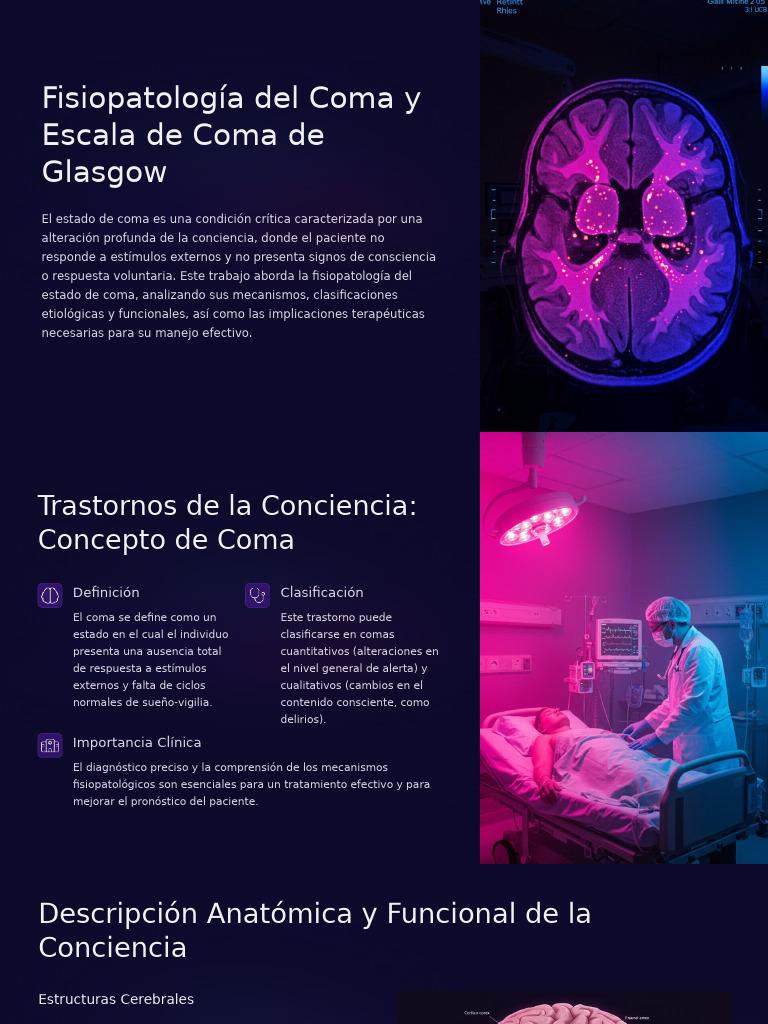 Fisiopatologia Del Coma PRESENTACIÓN 1 | PDF | Coma | Conciencia