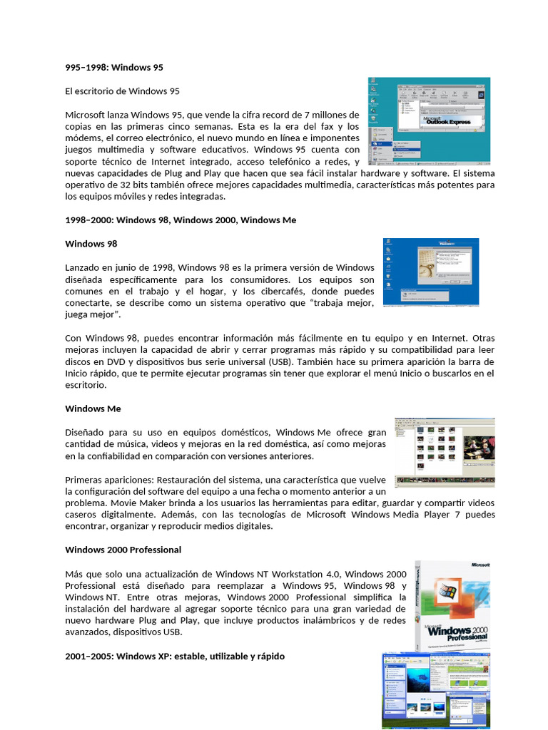 Evolución de Windows: 1995-2014 | PDF | Windows 10 | Windows 2000