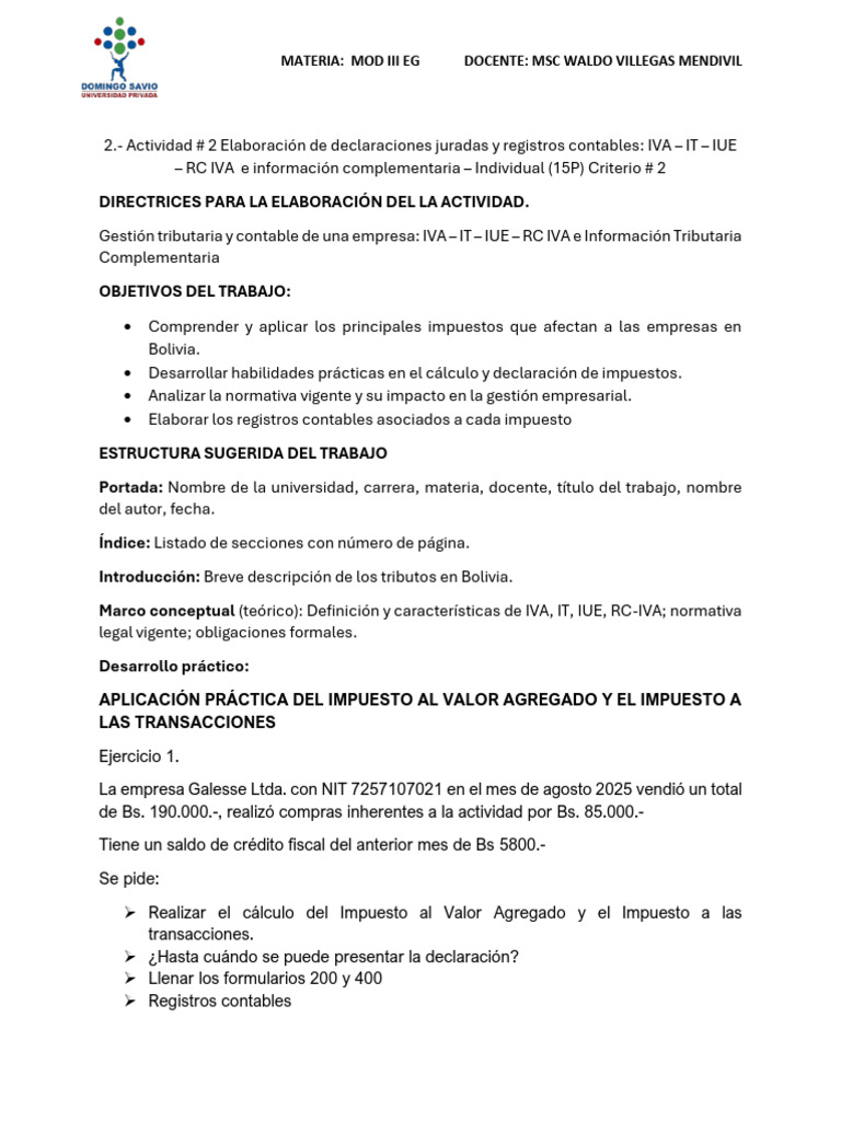Actividad N 2 | PDF | Contabilidad | Impuesto al valor agregado