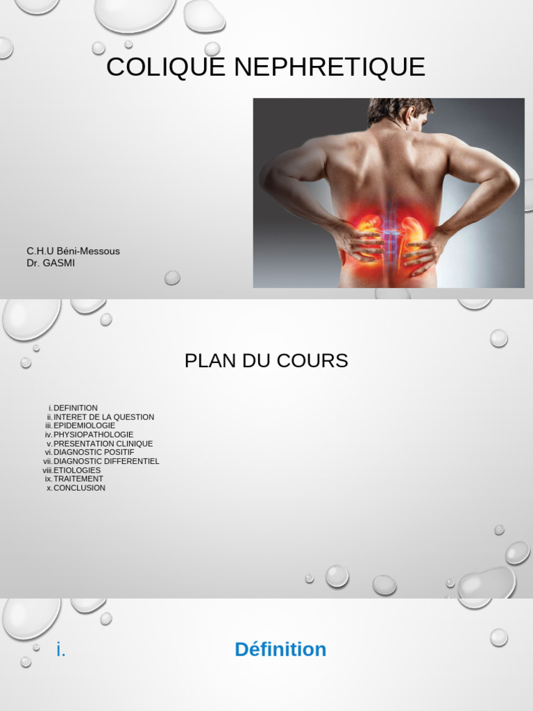 Colique néphrétique : diagnostic et traitement | PDF | Spécialités ...