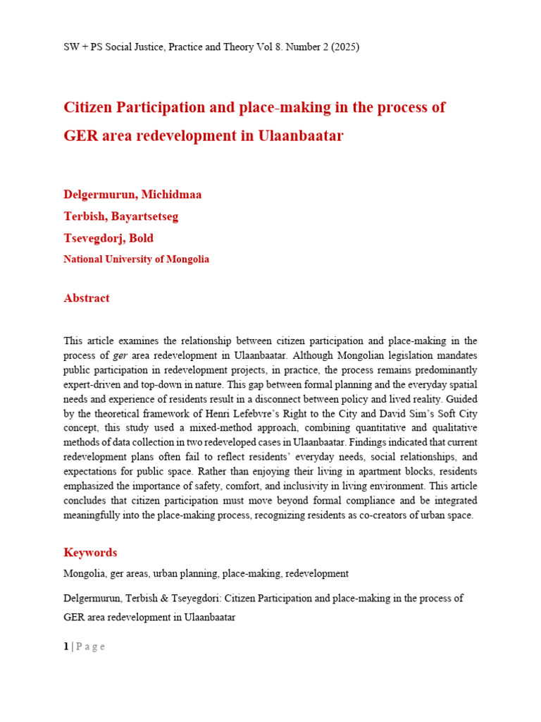 Citizen Participation and Place-Making in The Process of GER Area ...