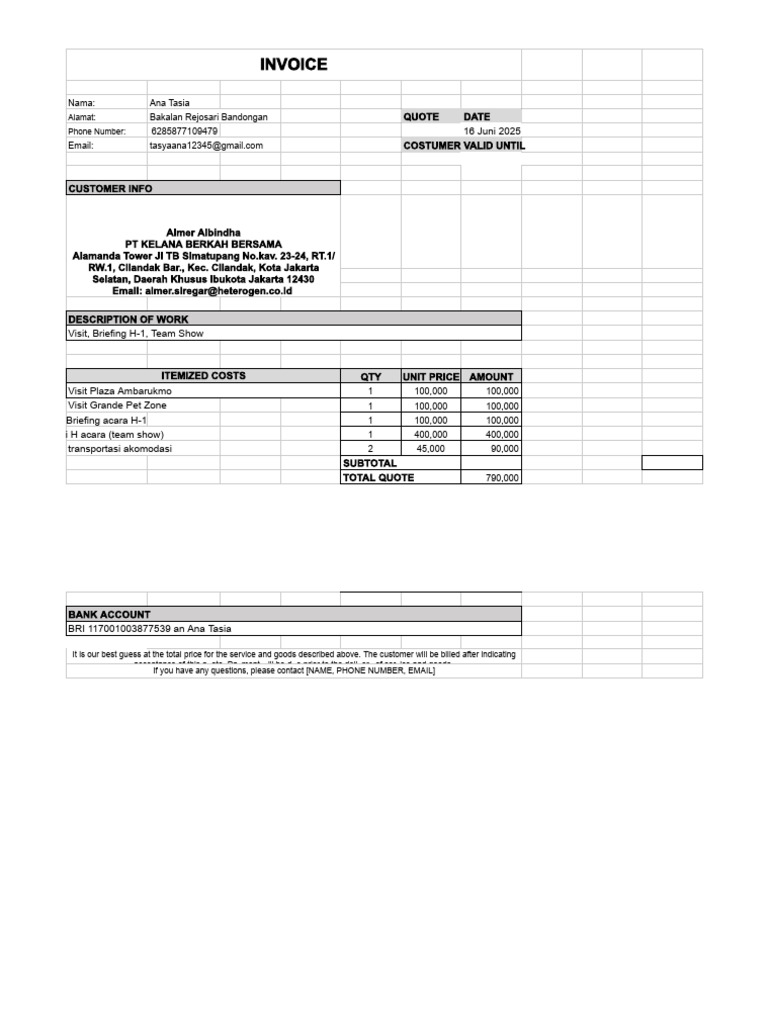 Ana Invoice | PDF