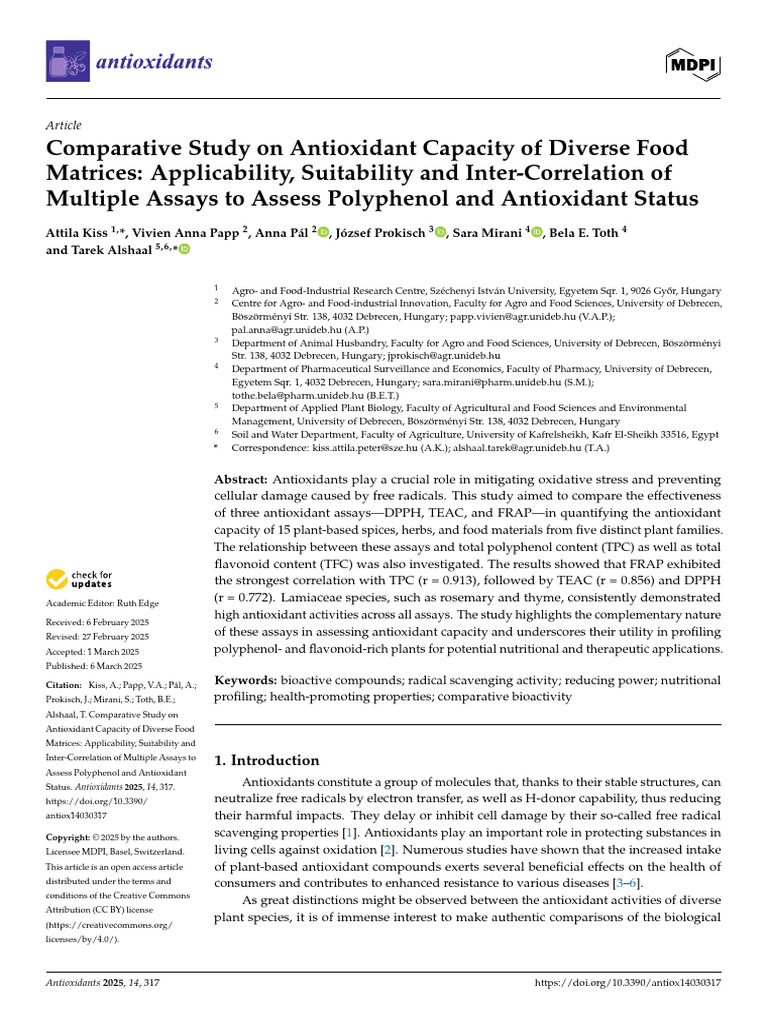 Antioxidant Capacity in Food Matrices | PDF | Polyphenol