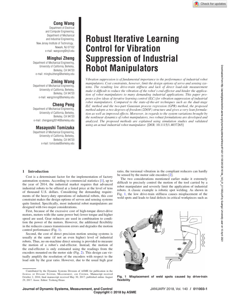 Robust ILC for Robot Vibration Control | PDF | Engineering | Robot
