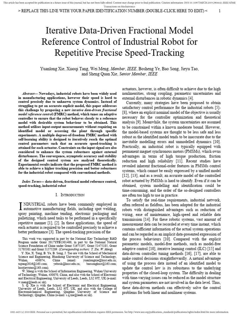 Data-Driven Control for Industrial Robots | PDF