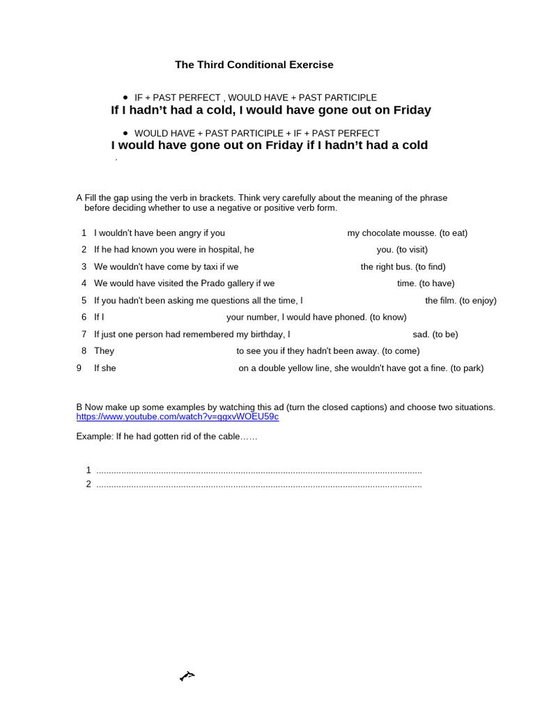 Third Conditional Grammar Exercises | PDF | Grammar | Linguistics