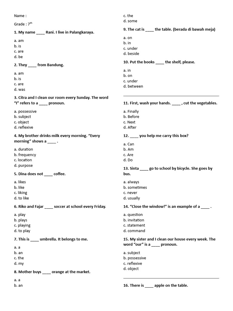 Grade 7 Th 11222025 | PDF | Syntax | Linguistics